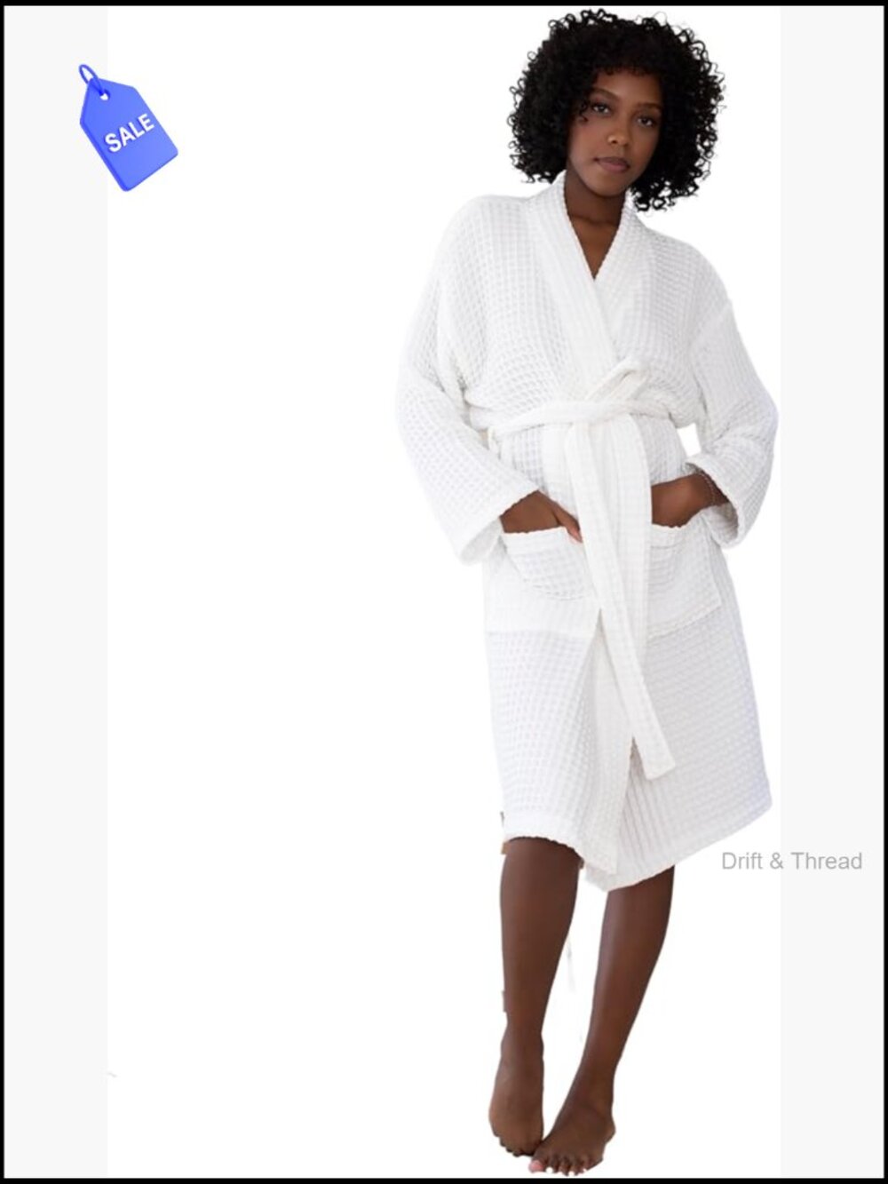 Lightweight Turkish Cotton Kimono Robe with Pockets, S/M-4XL